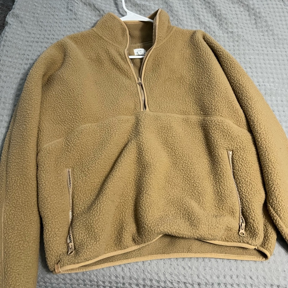 tentree Camel Fleece Quarter-Zip Sweater